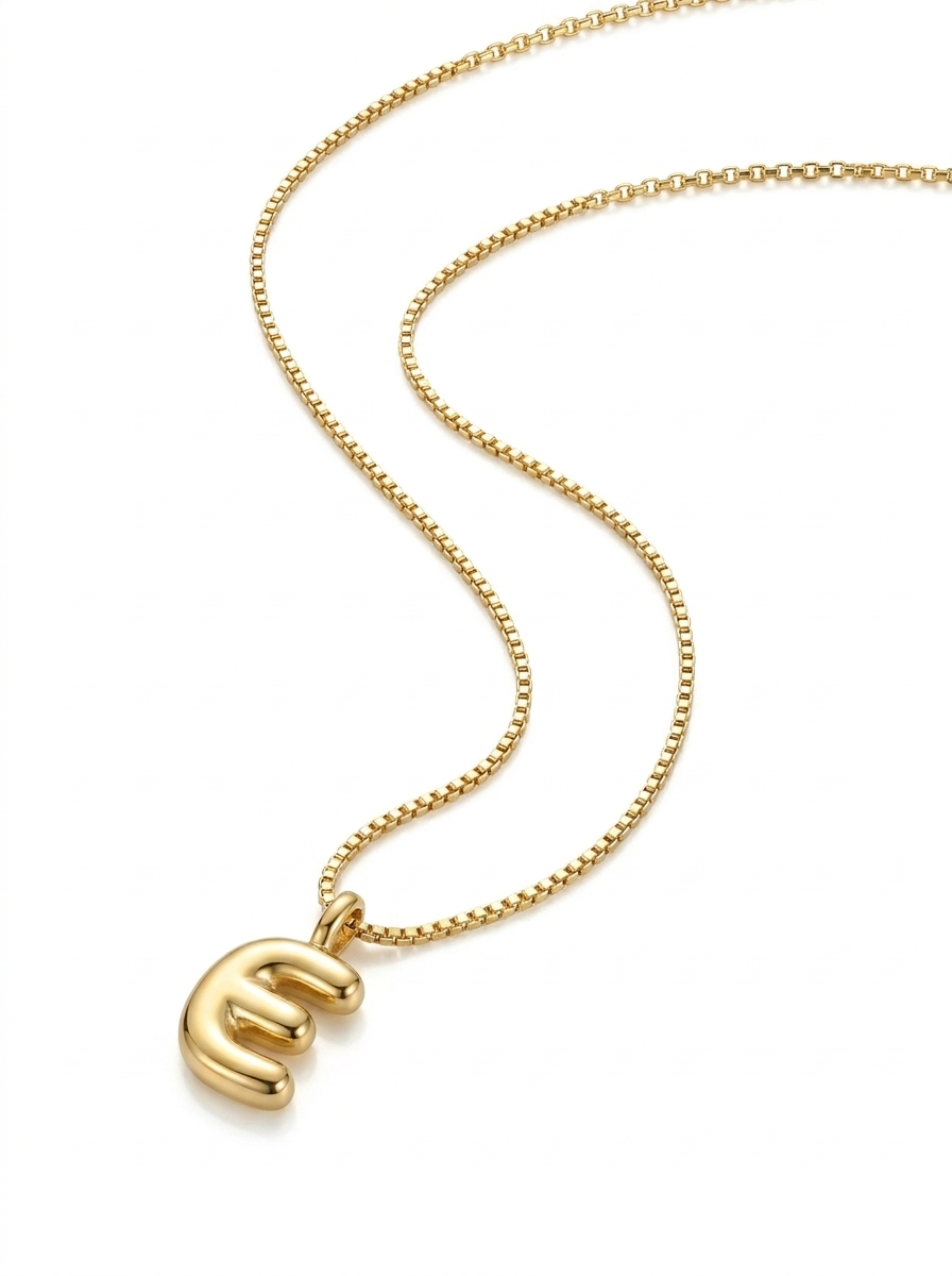 Collar Inicial Bubble Dorada