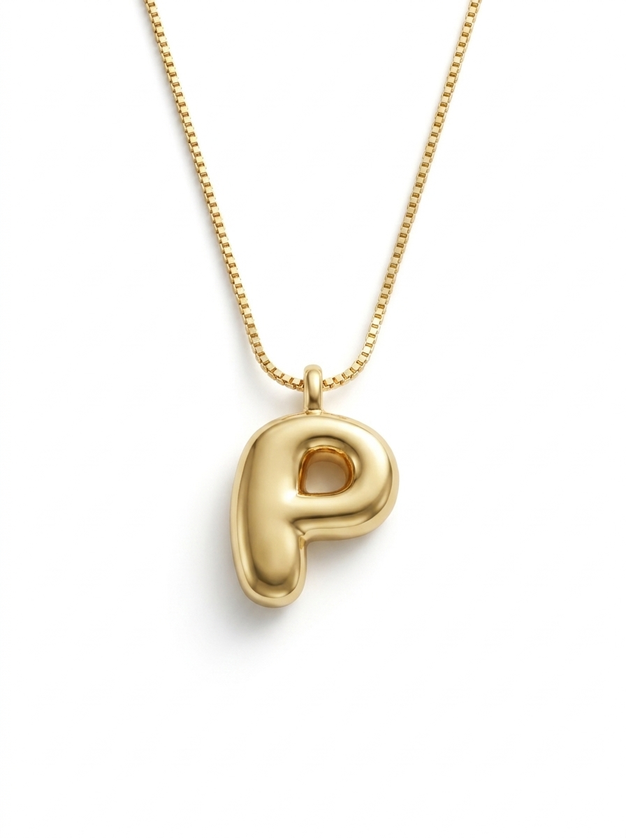 Collar Inicial Bubble Dorada