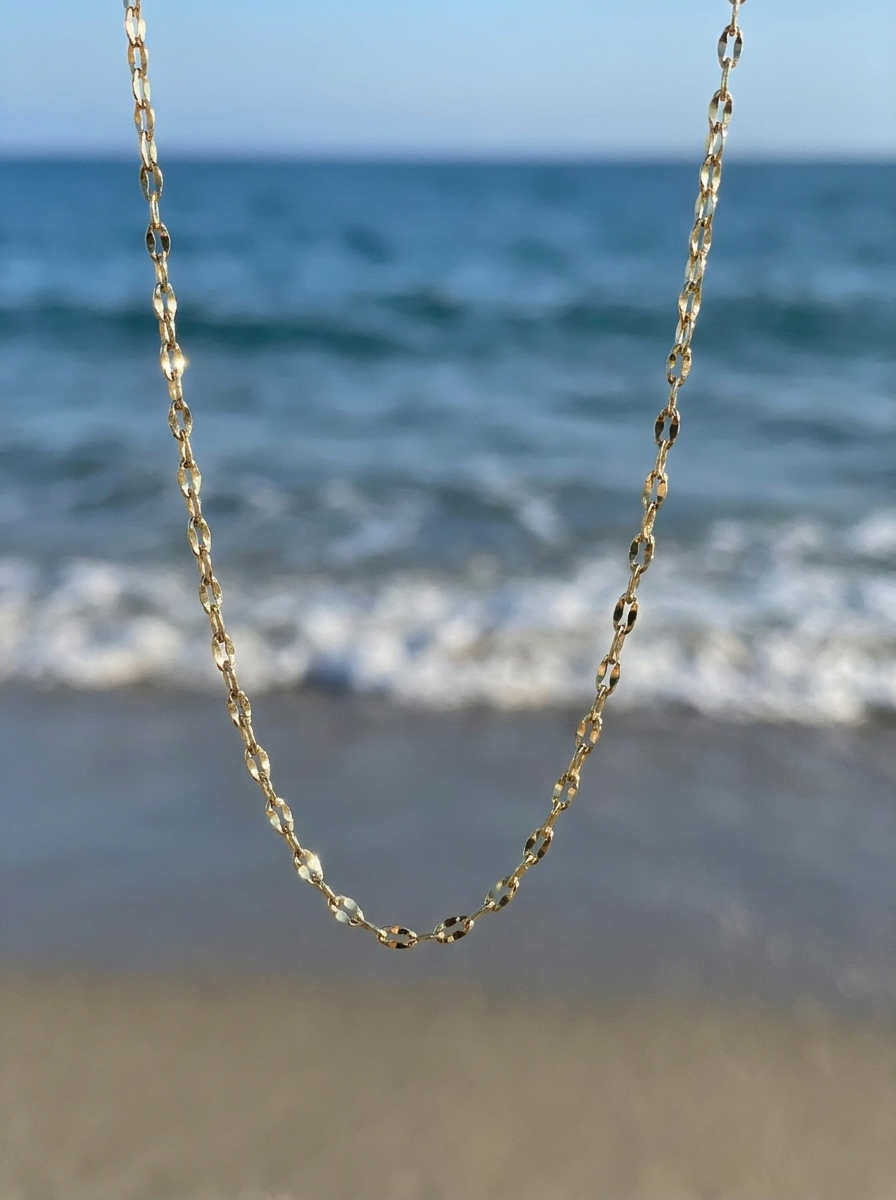 Collar Cadena Espejo Dorada